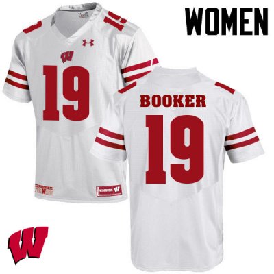 Women's Wisconsin Badgers NCAA #19 Titus Booker White Authentic Under Armour Stitched College Football Jersey QA31C54BS